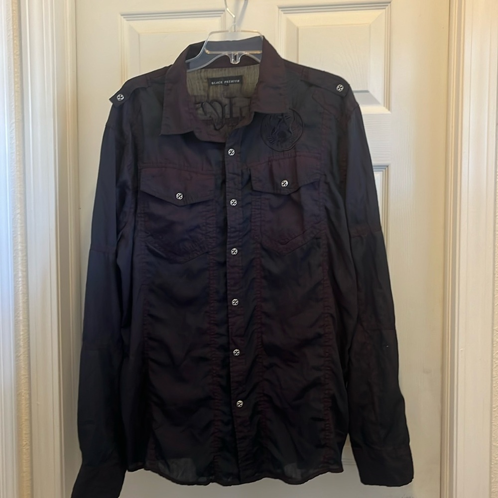 Affliction Black Cherry Live Fast Button Down Shi… - image 1